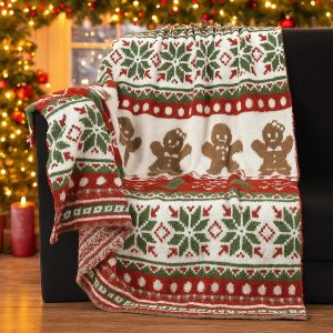 Soft Christmas gingerbread throw blanket.