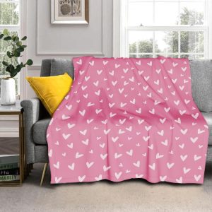 Pink Valentines throw blanket 60x50 hearts soft.
