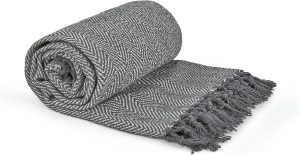 img-ea1ae8d5328c0754f860 Recycled cotton sofa throw blanket, silver grey, 50x60.